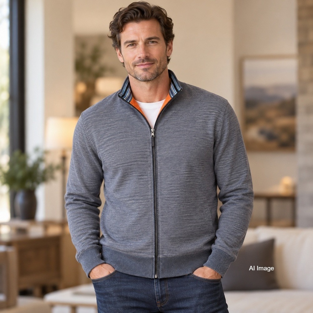 Robert Graham Sweater Jacket Mens Large Classic Fit Knit Full Zip Layering